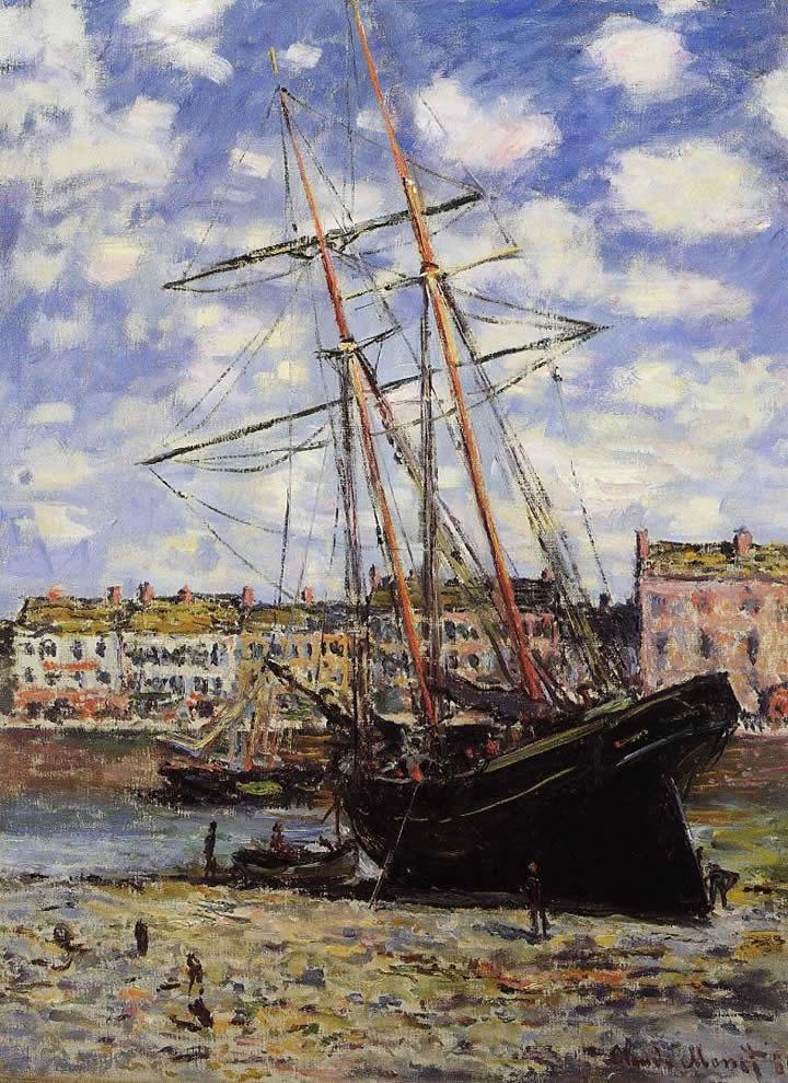 Claude Monet Boat at Low Tide at Fecamp